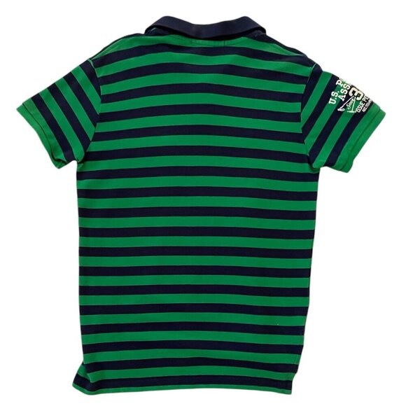 US Polo Assn Shirt Mens M Blue/Green Striped Cotton Collared Embroidered Logo - Picture 2 of 7